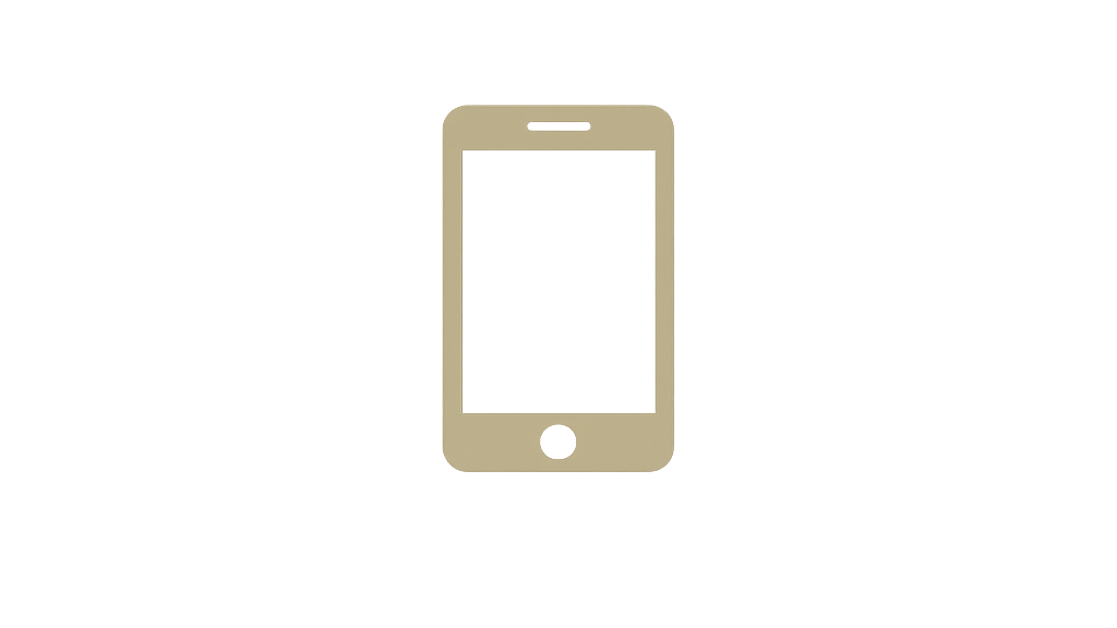 Icon of a smartphone with a beige outline and a blank black screen.