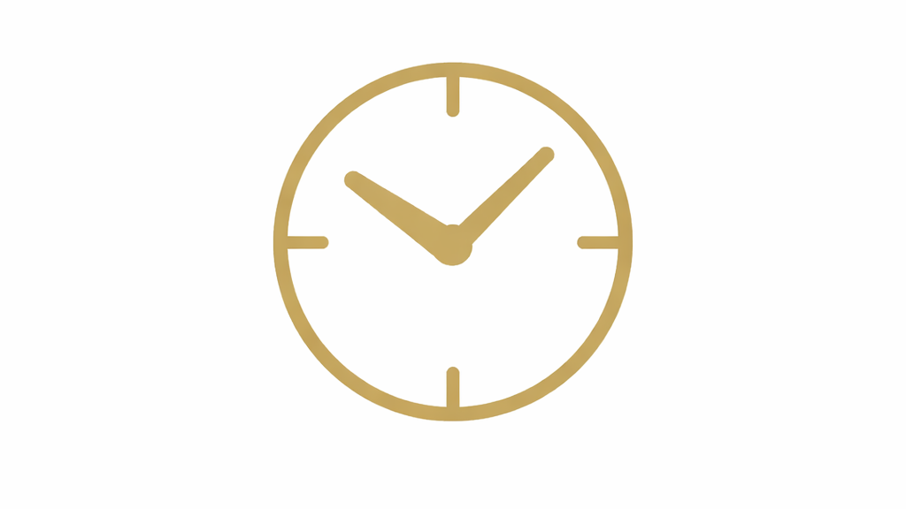 Gold clock showing 10:10.