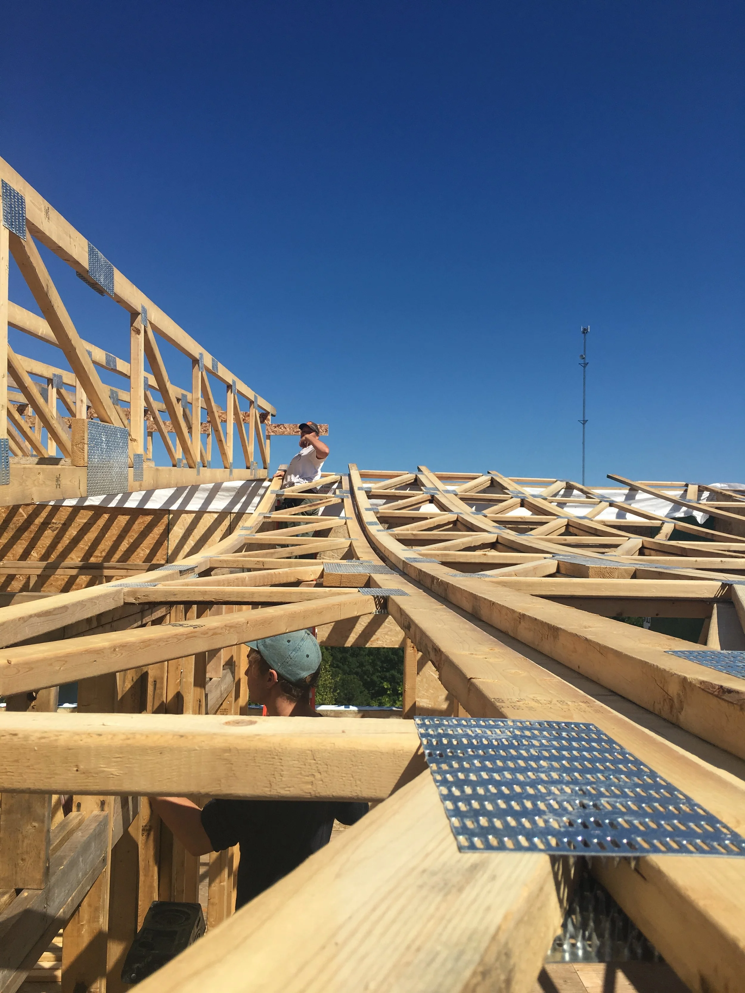 Custom Home Roof Truss Installation