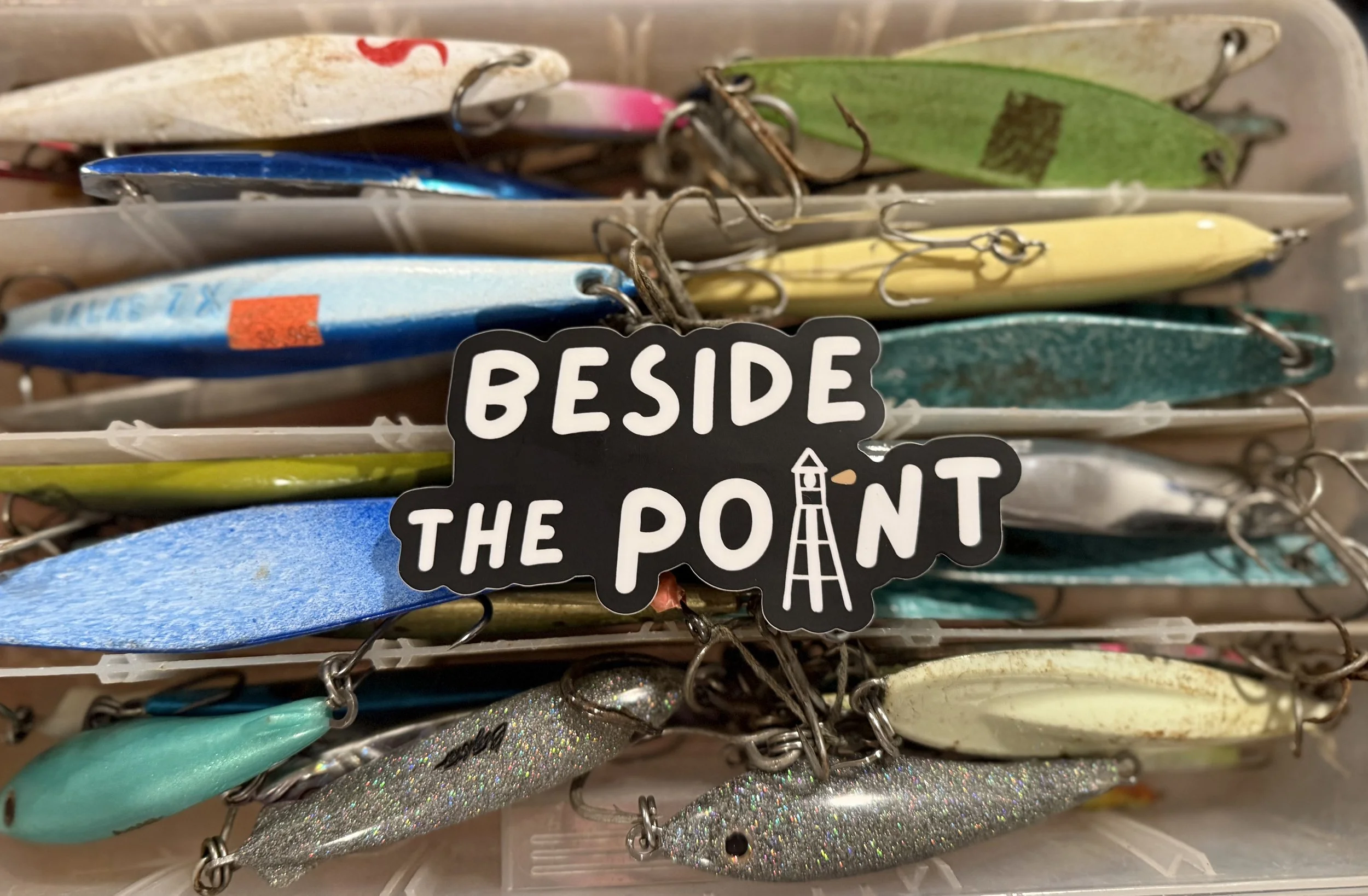 Beside The Point Sticker on Tackle Box