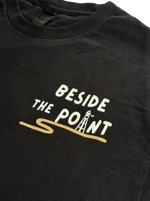 beside the point cliffs tee black front chest
