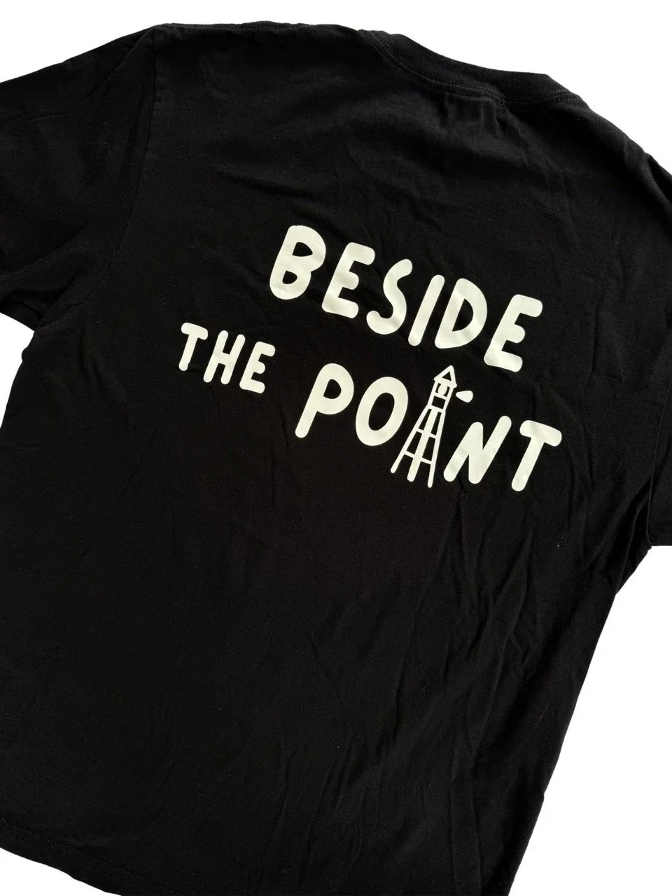 Beside the point classic tee close up