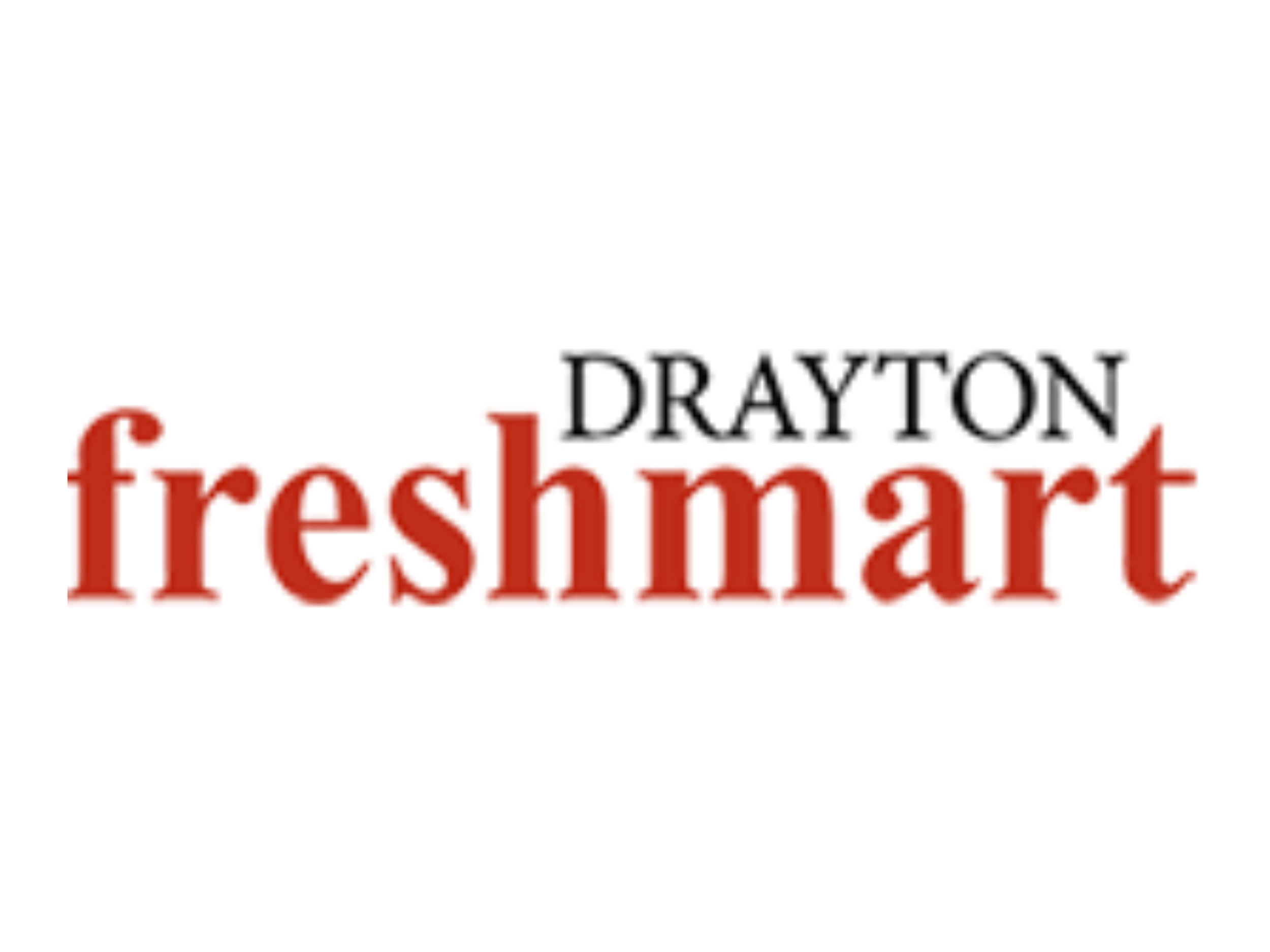 Text reading 'Drayton Freshmart' in black and red font on a white background.