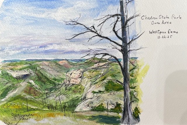 Chadron State Park burn area 6”x9" Gouache on Paper