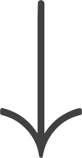 A black stylized arrow pointing downward with a curved base.