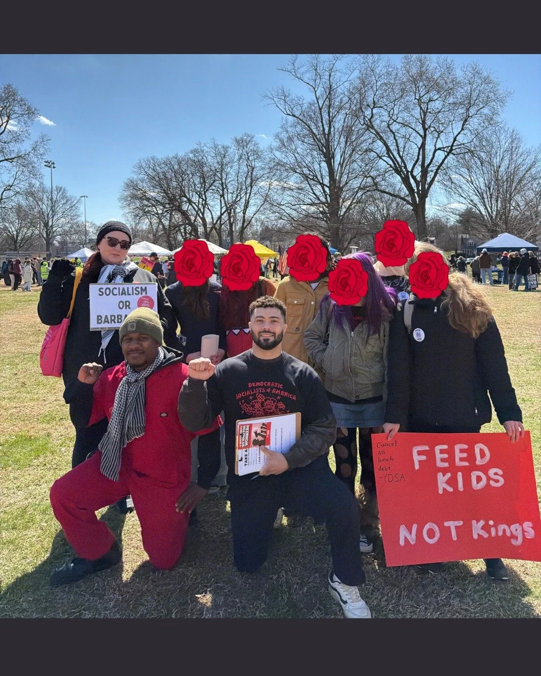 BuxMont DSA and @pennsbury.ydsa folx attended No Kings events across the counties to advocate for attendees to take action and make this country a better place for working class people.

No Kings! No Bombs! No Billionaires!