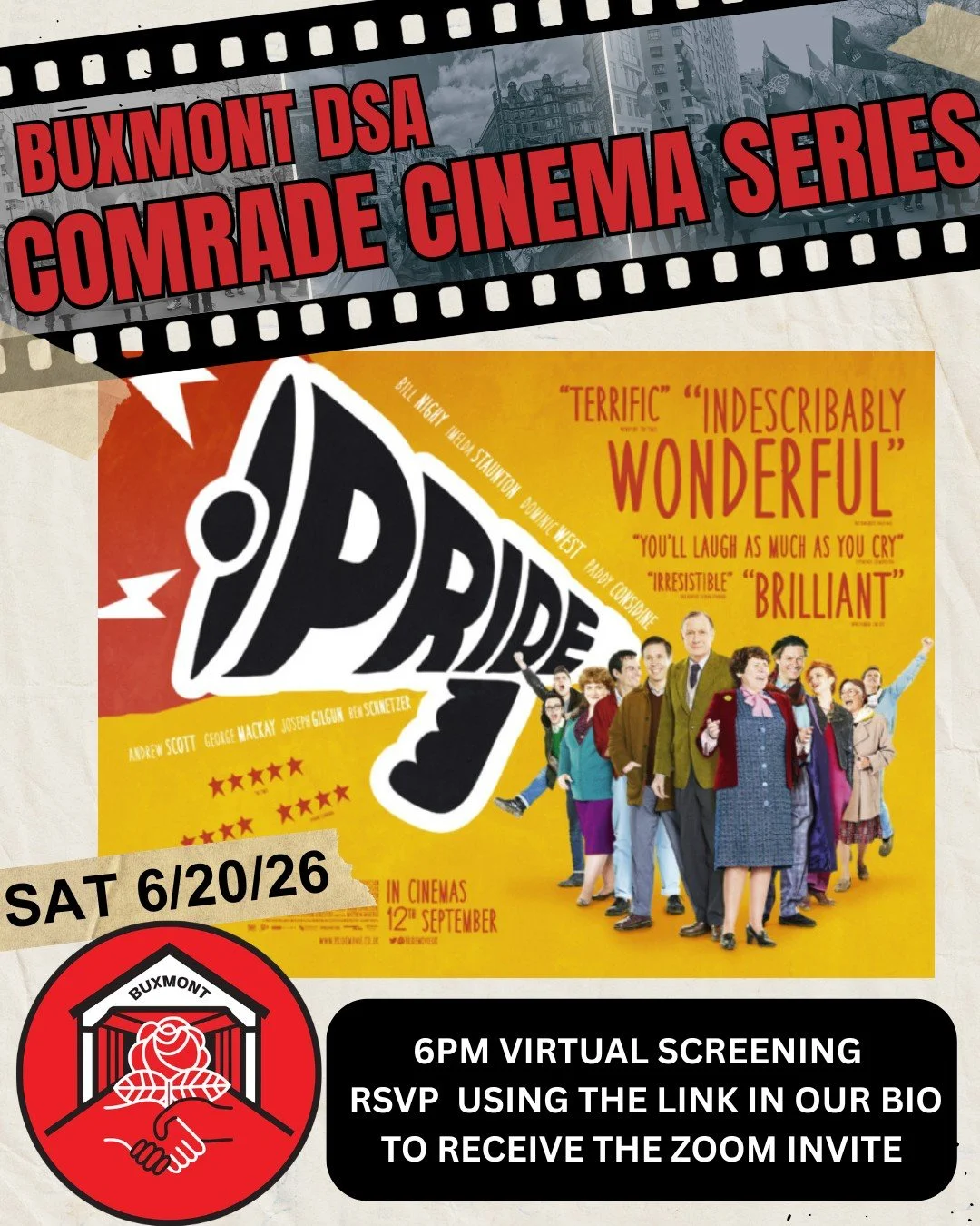 Join us for the Comrade Cinema Series inaugural event screening and post film discussion tomorrow. Visit the link in our bio to RSVP to get the free watch link! 

ABOUT THE FILM: Upon watching the news about the Welsh miners' strike of 1984, gay acti