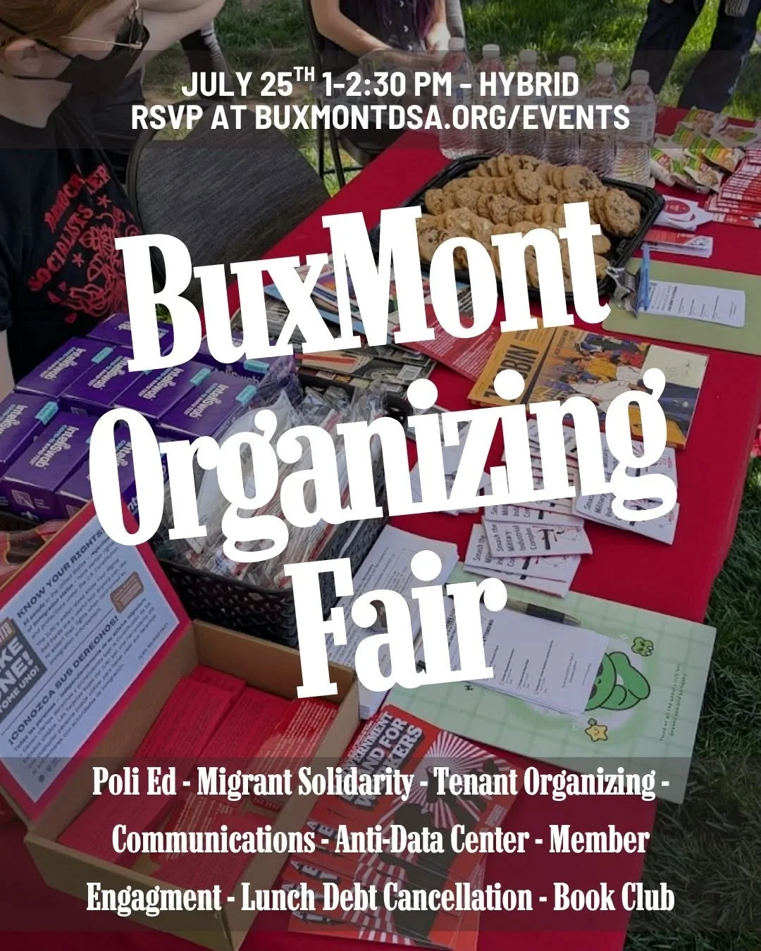 Wondering how to get involved in BuxMont DSA? Not sure what campaigns or committees there are? Wondering how your skillset can be utilized? Come to the Organizing Fair this Saturday from 1-4 PM to learn about how to get involved &amp; chat with comra