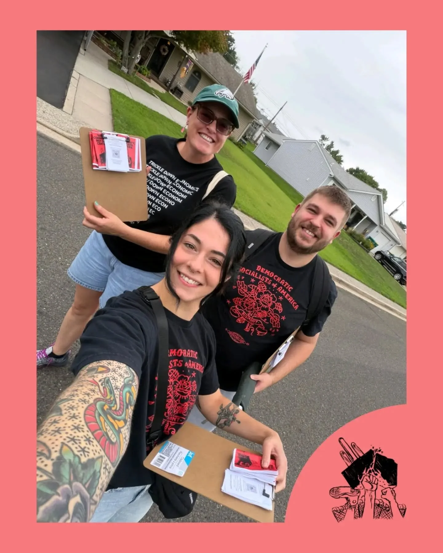SAY NO TO DATA CENTERS! BuxMont DSAers have been canvassing Falls Township to educate and motivate Falls Twp community members to oppose the Amazon hyperscale data center being built in our backyard. See the second slide for information on how to wri