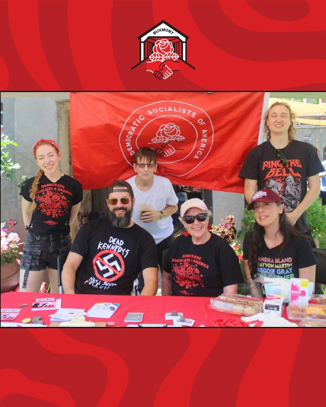 Thank you to all that stopped by our table at Saturday's @buckscountpunkrockflea market! Interested in joining us to bring socialism to the suburbs? See the links in our bio on upcoming events &amp; how to join.