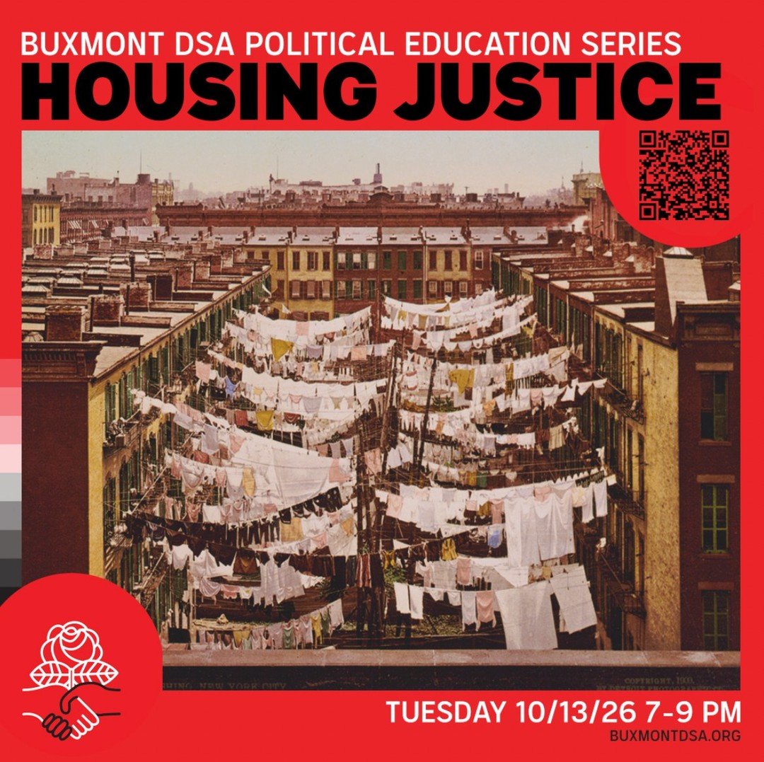 RSVP via link in bio - 10/13 7-9PM via Zoom - Open to all! - This month's Political Education Theory session will introduce attendees to a socialist understanding of the housing crisis. Housing presents a vital site of class struggle, where the exist