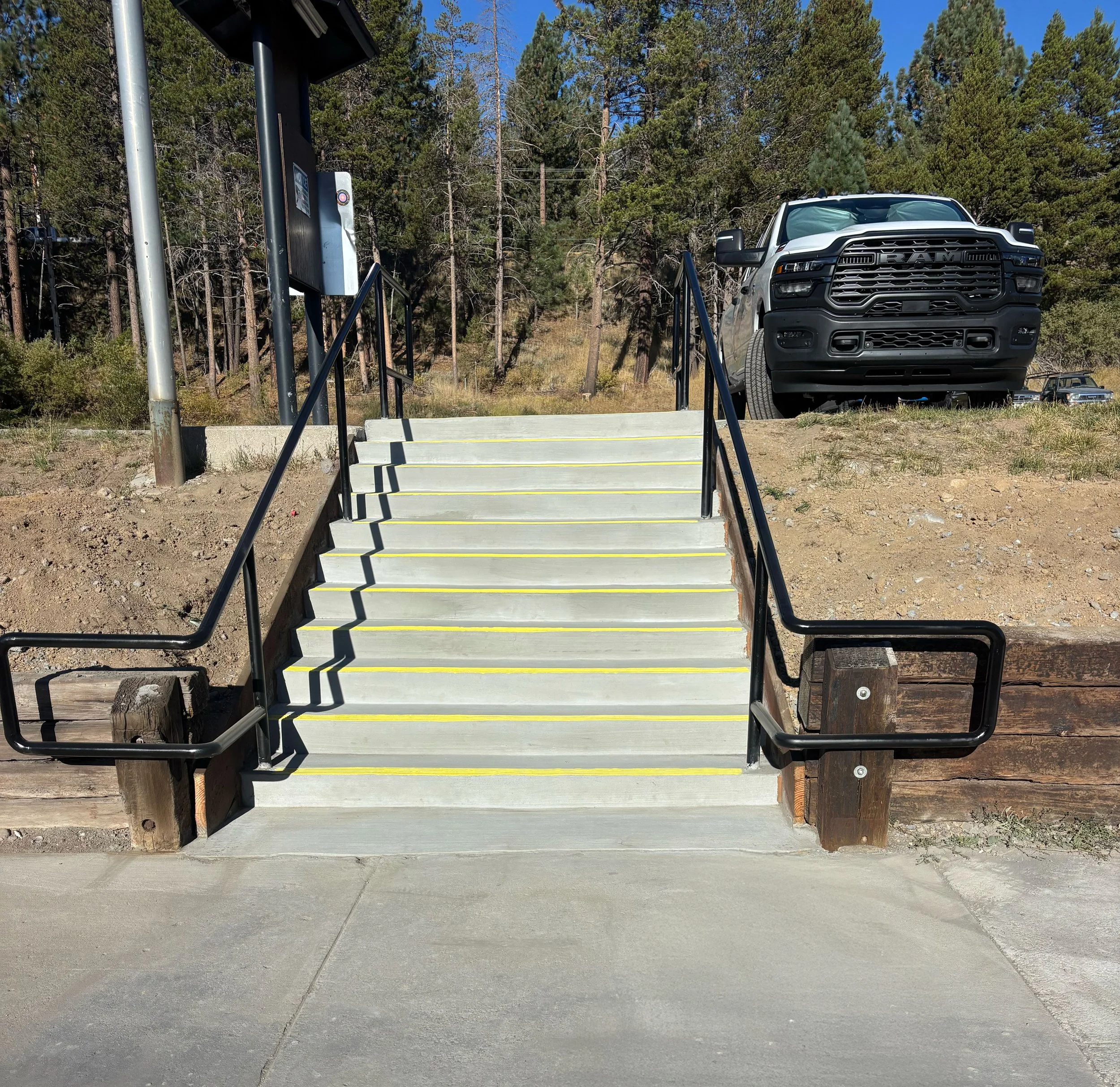 image of newly constructed stairs for a parking lot