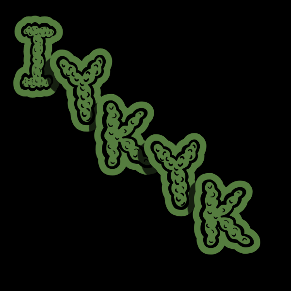Text that says "iykyk" in green, bubbly, slime-like font with a black background.