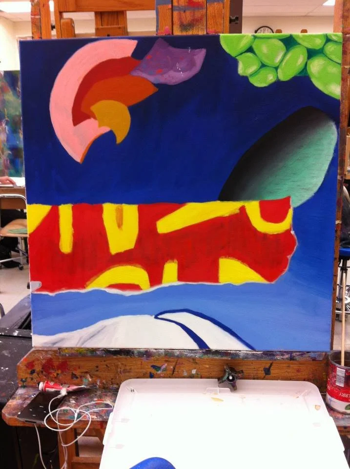 24"x24" Oil on Canvas. Collage project.