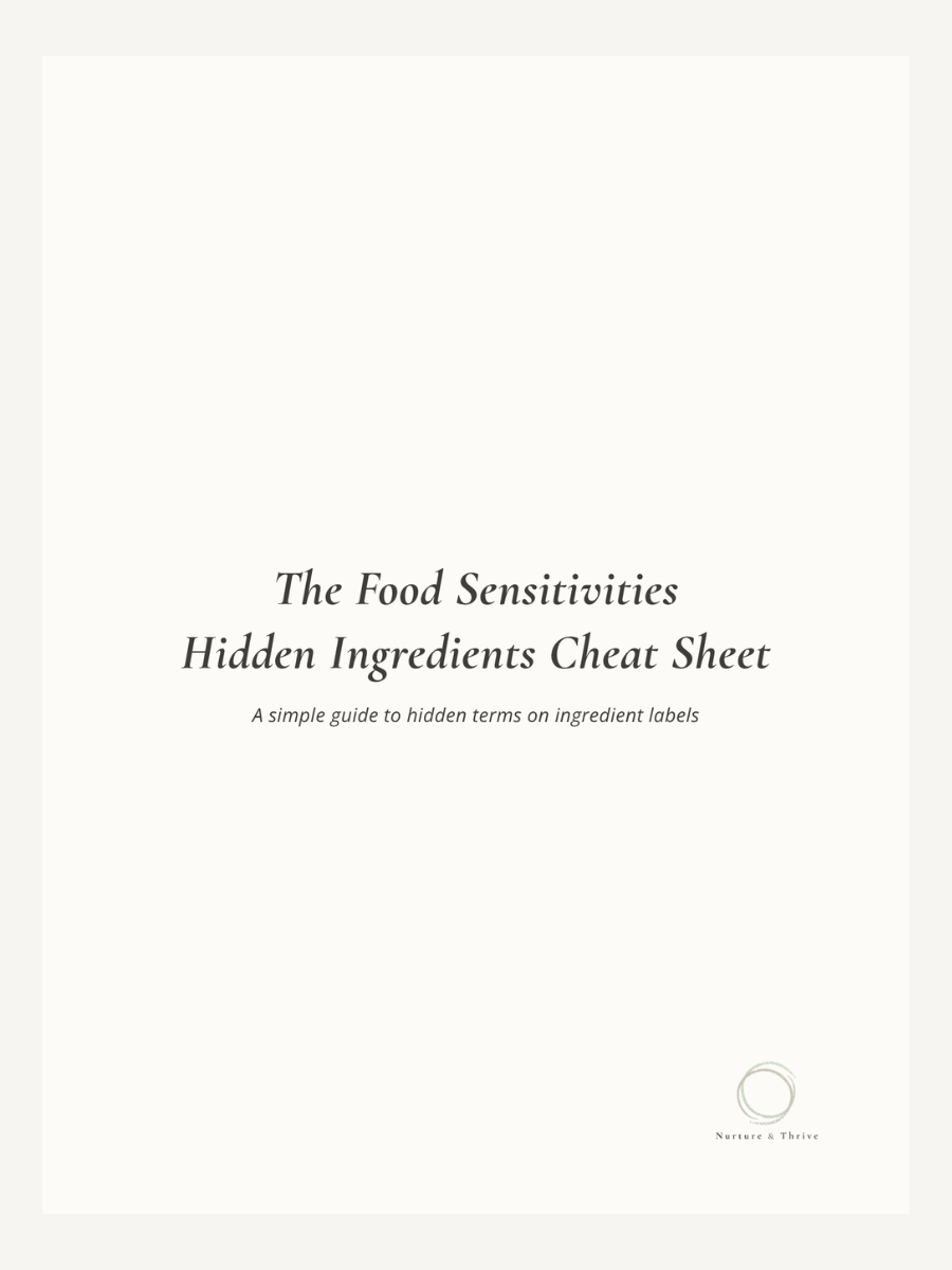 Food Sensitivities Hidden Ingredients Cheat Sheet cover