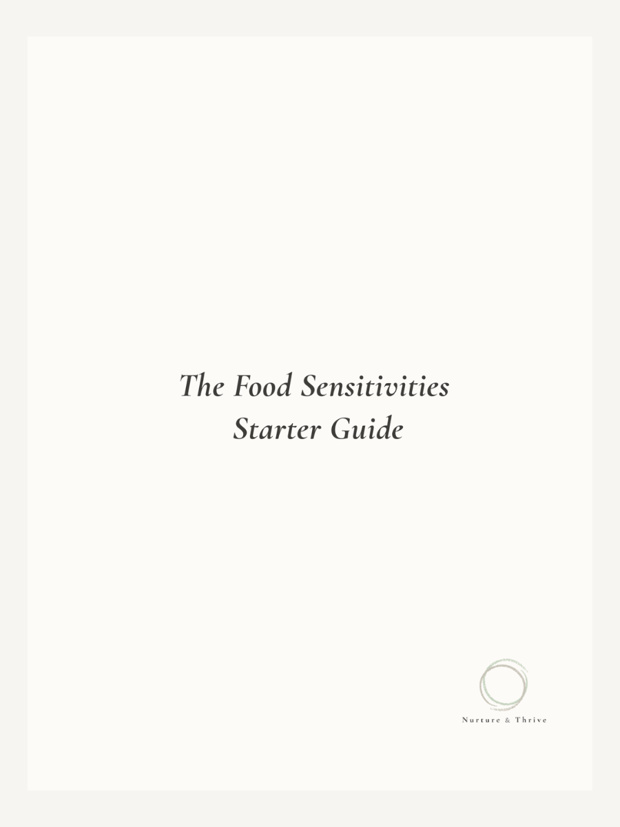 Food Sensitivities Starter Guide cover by Nurture & Thrive
