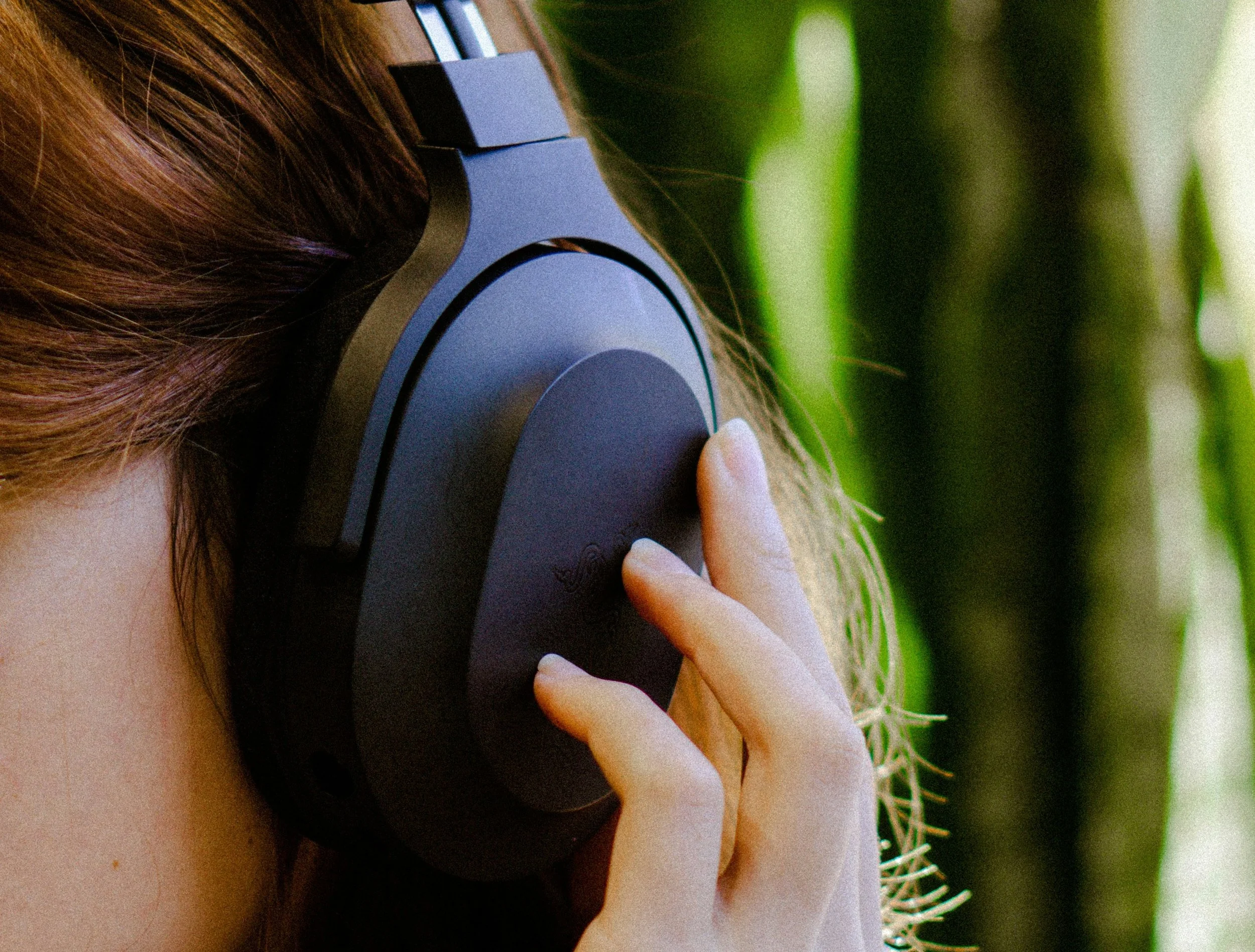 Woman wearing headphones