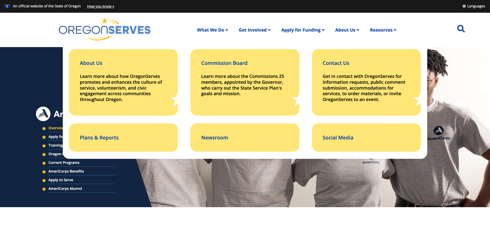 OregonServes Meganav Screenshot