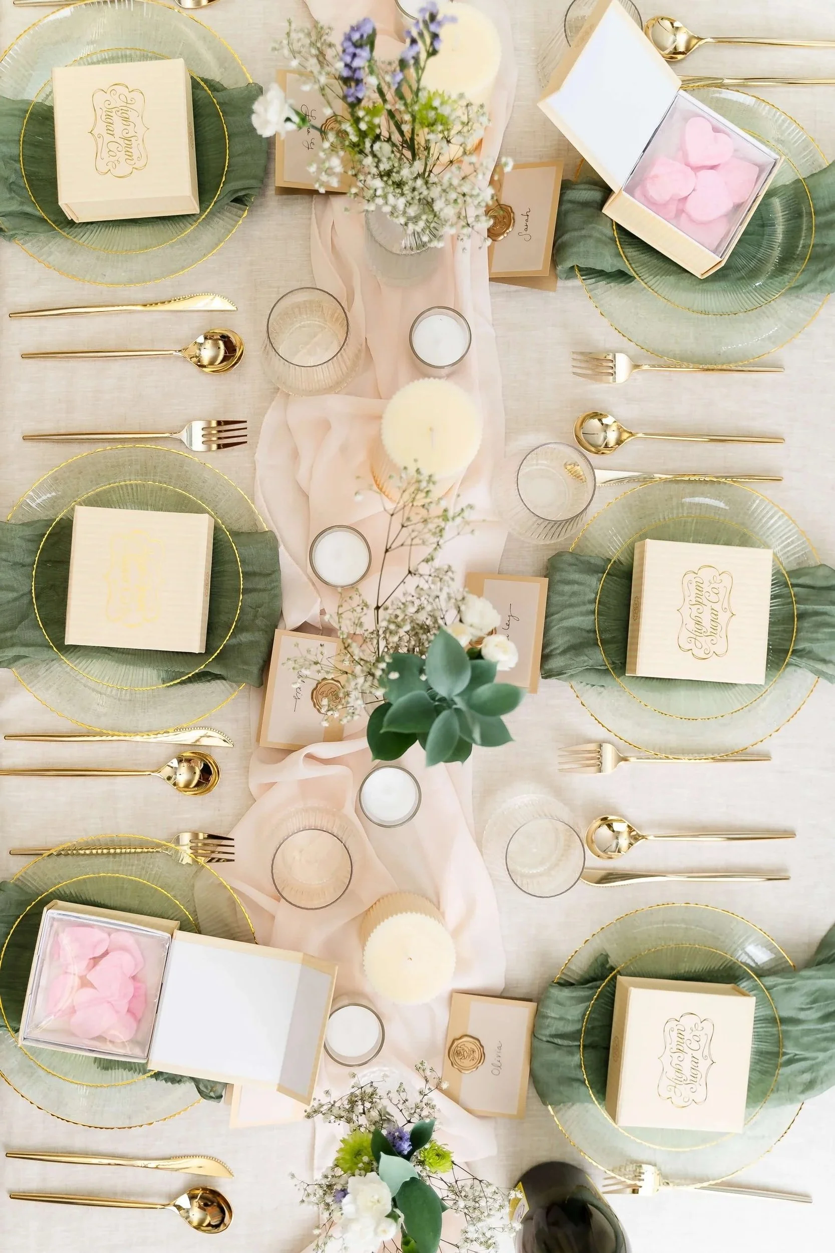 Elegant tablescape with High Spun Sugar Co products
