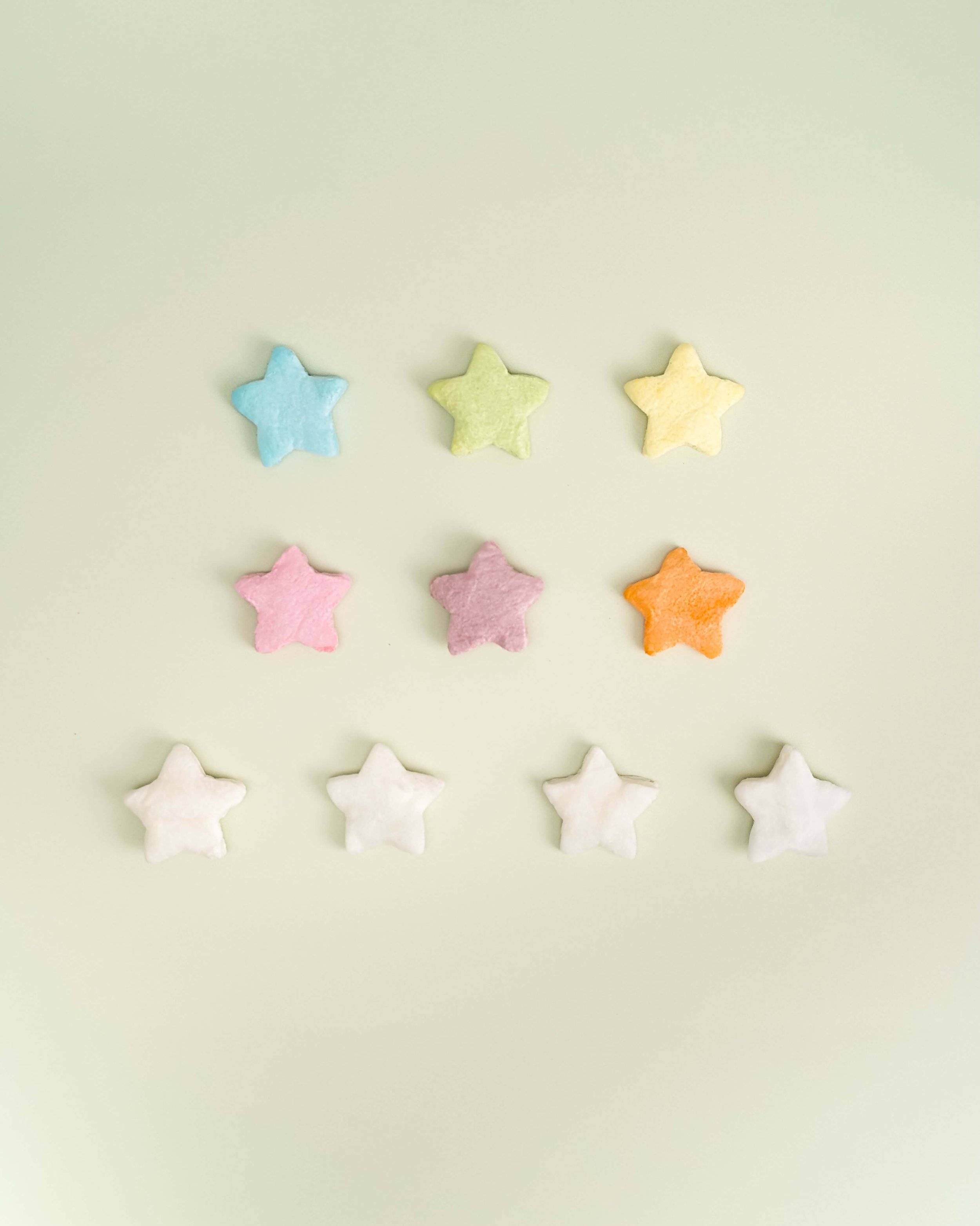 Rows of multi-color cotton candy stars