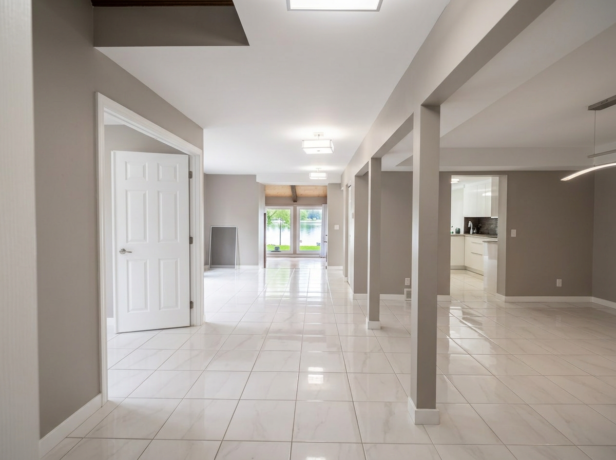 Spotless living room with hardwood floors and natural light, cleaned by AAE Home Glow — Calgary house cleaning services.