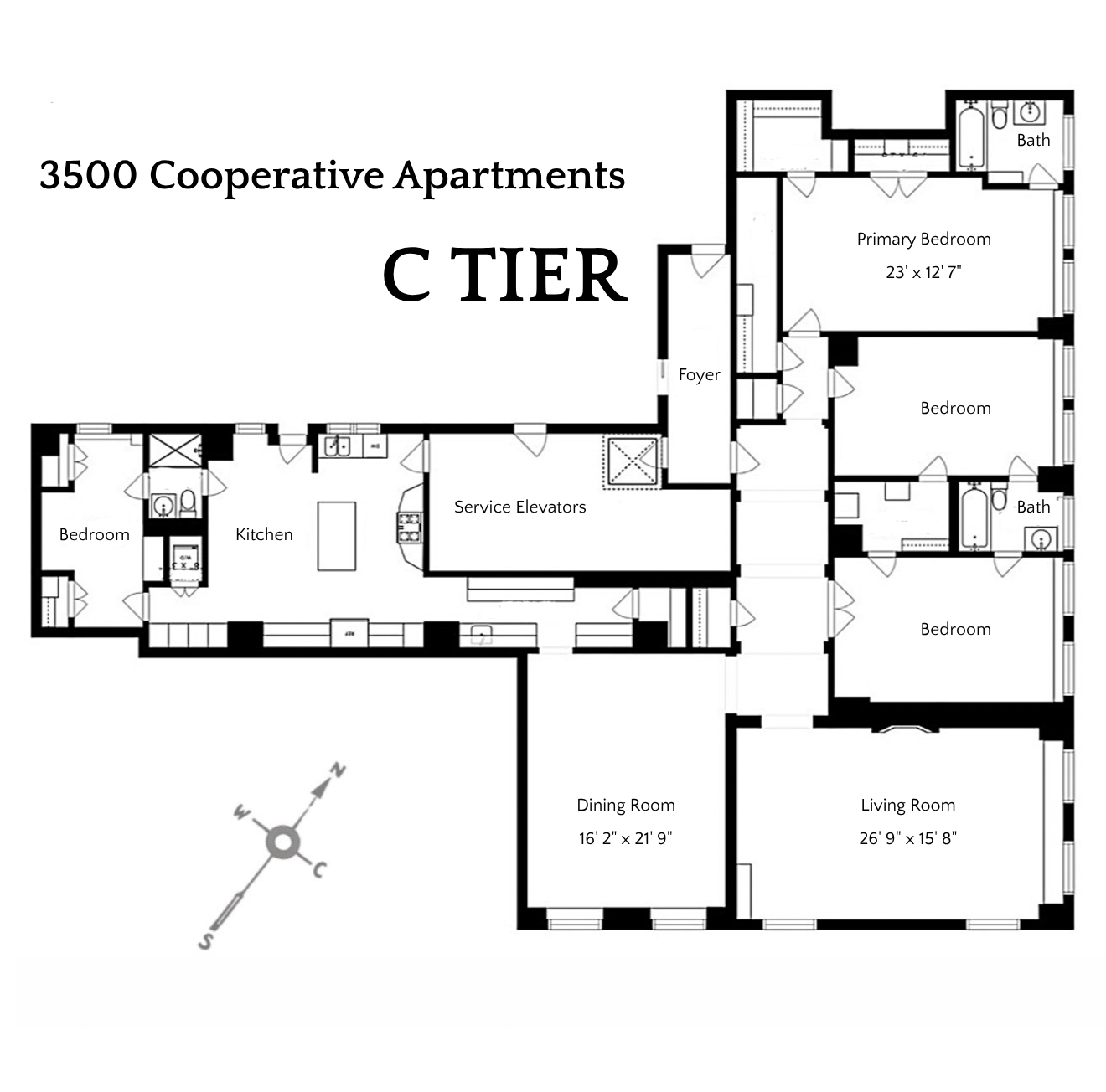 Floor plan of the C Tier units in 3500 N. Lake Shore Drive