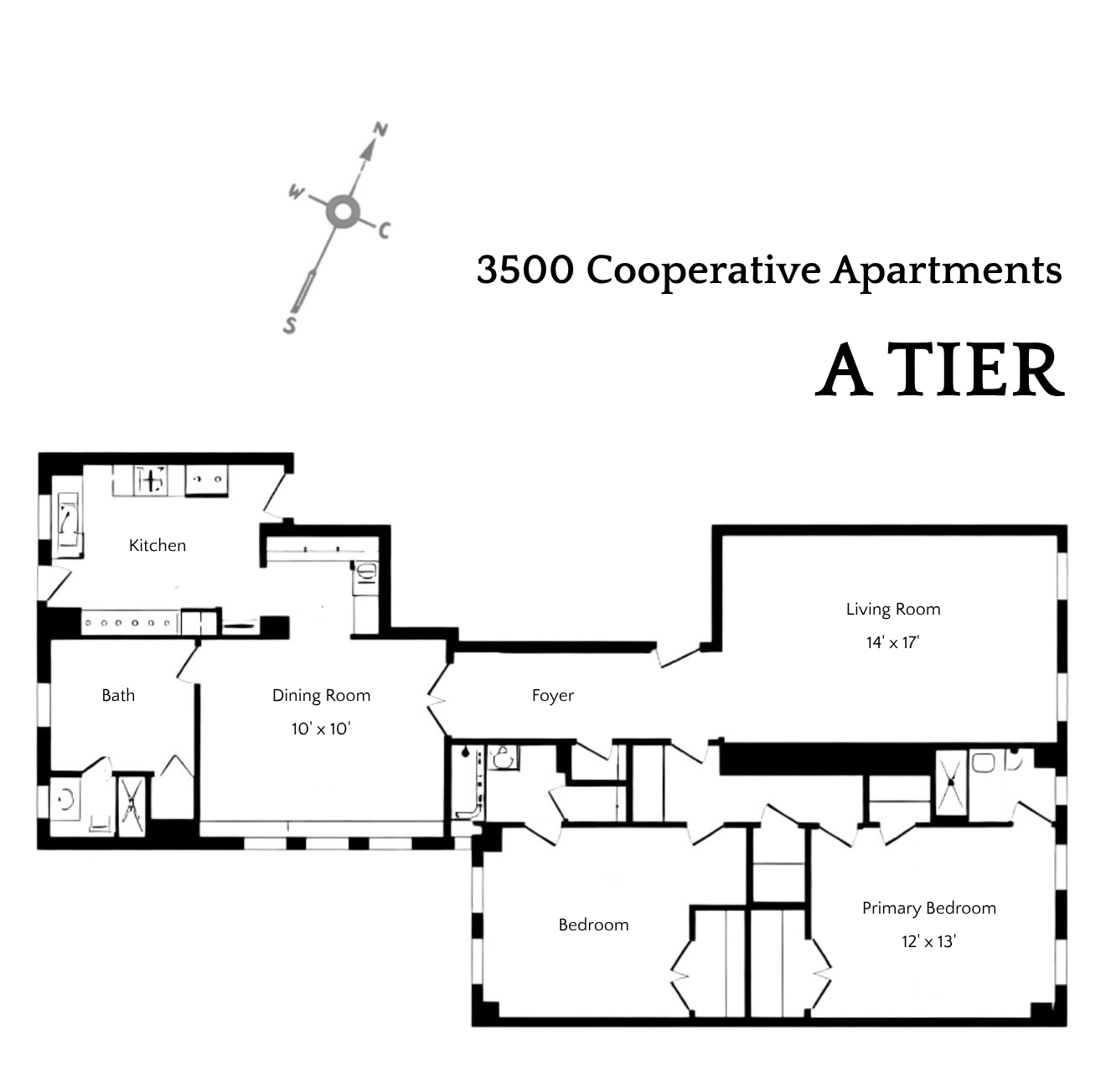 Floor plan of the A Tier units in 3500 N. Lake Shore Drive