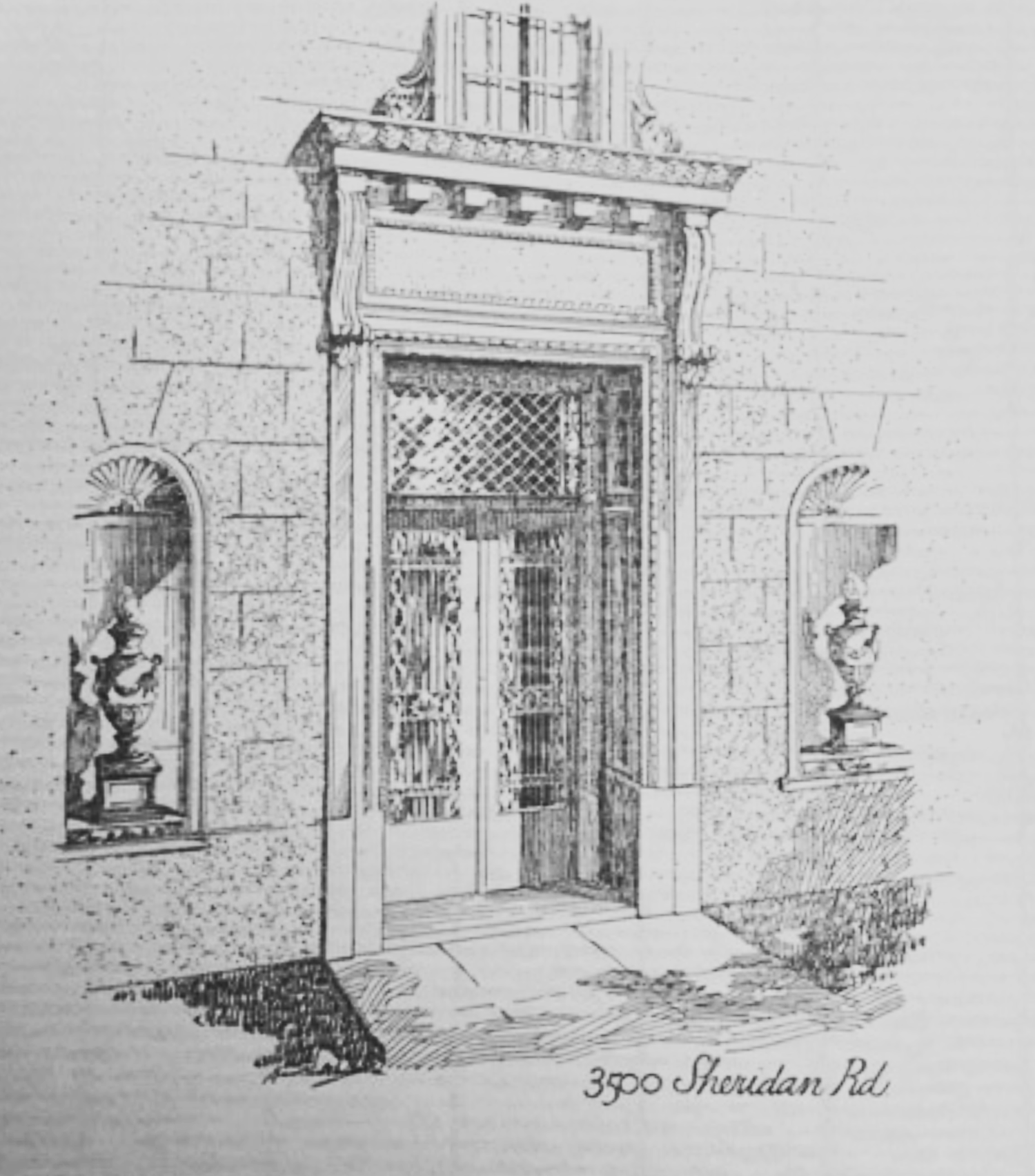 The cover of an old brochure showing the entrance to 3500 N. Lake Shore Drive