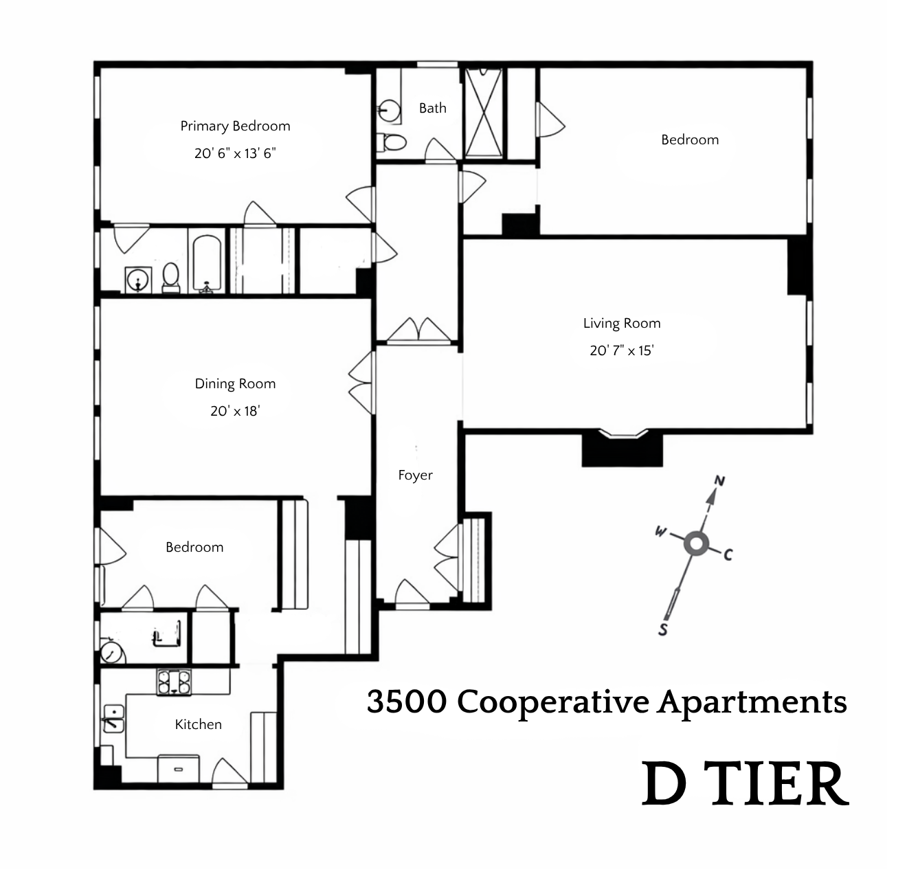 Floor plan of the D Tier units in 3500 N. Lake Shore Drive