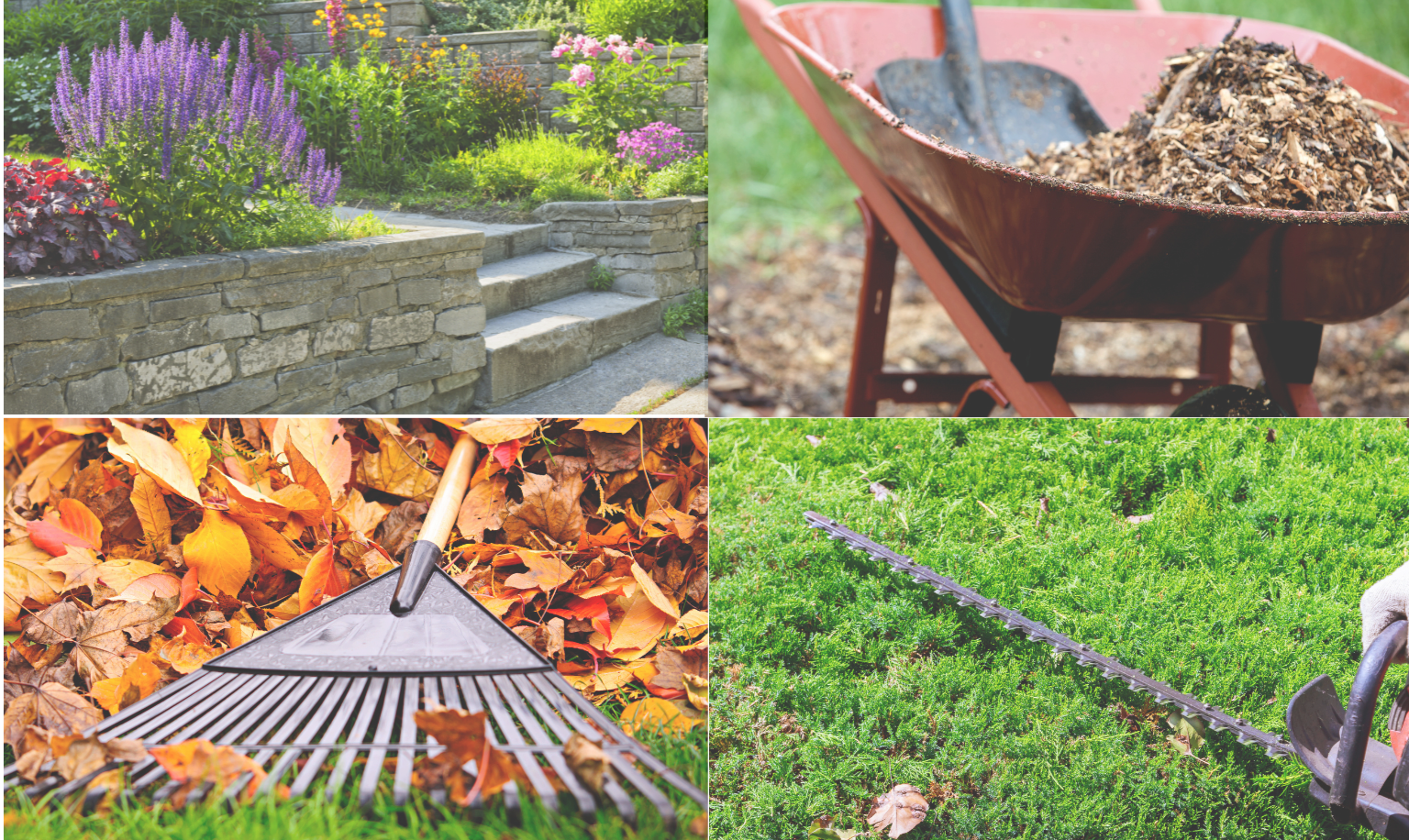 Services d’entretien paysager à la carte offerts par Guillaume Gazon sur la Rive-Sud de Montréal : plates-bandes, paillis, ramassage de feuilles et taille de haies