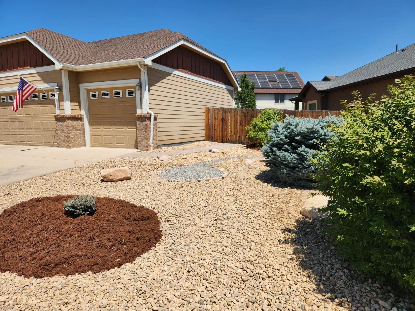 xeriscape side yard with no grass