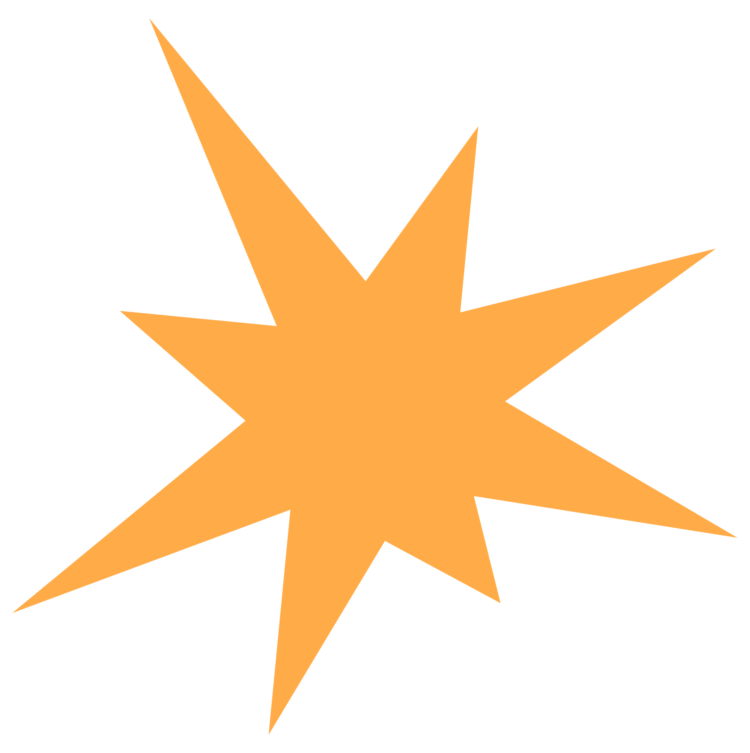 Orange explosion shape on a black background.
