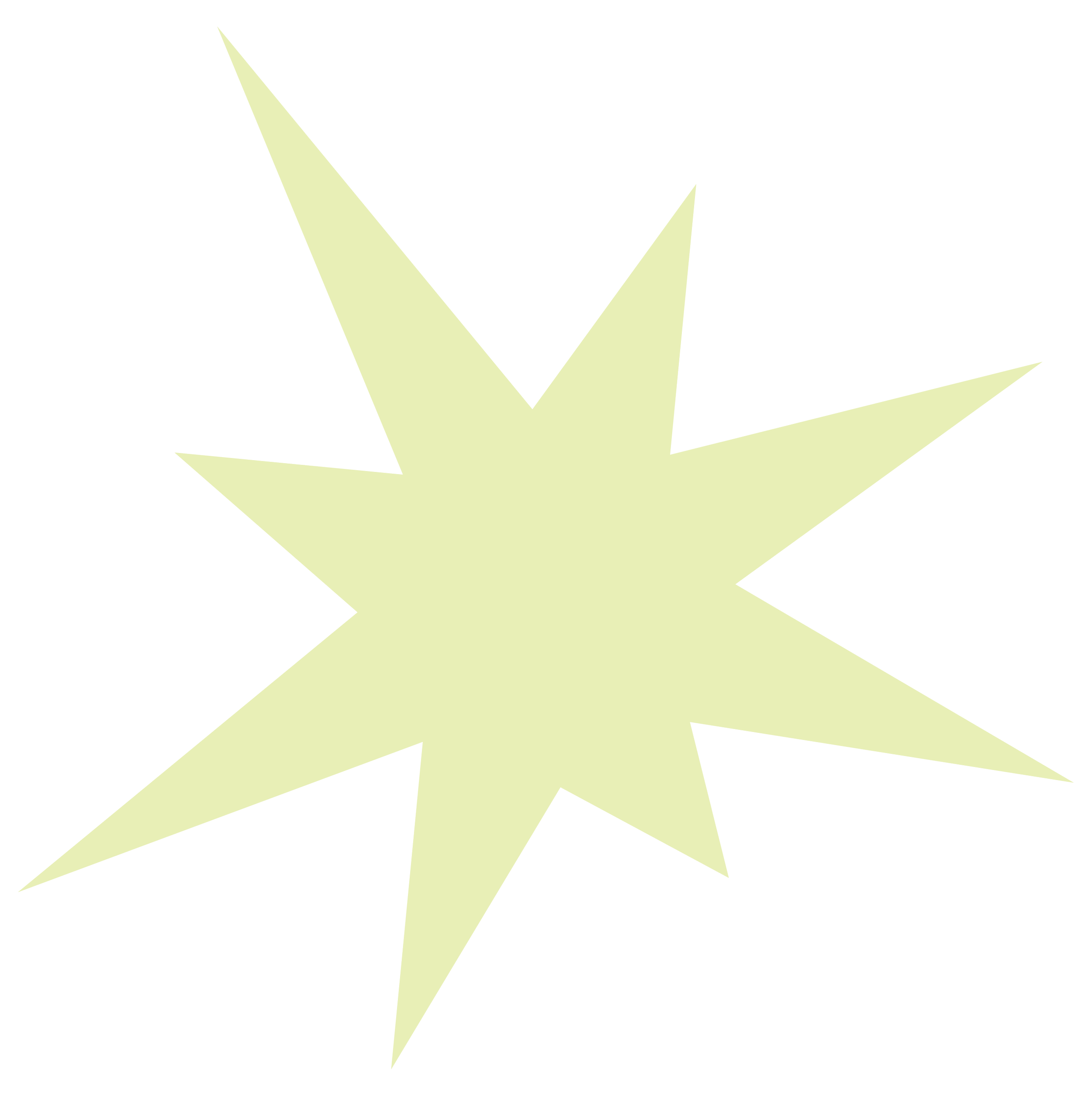 Light yellow starburst shape with sharp points on a black background.