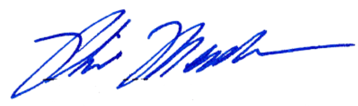 Signature that reads "The Model" in blue cursive font.