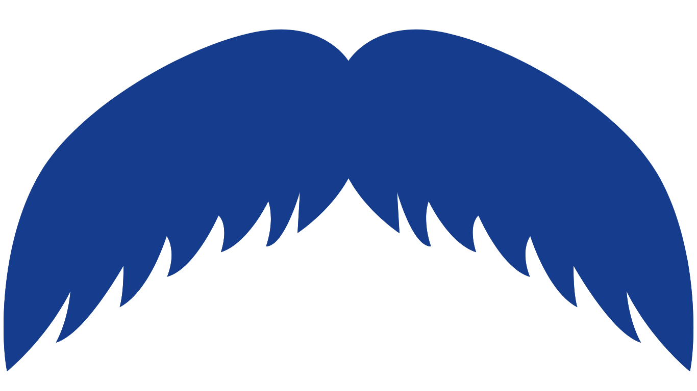 Blue stylized mustache.