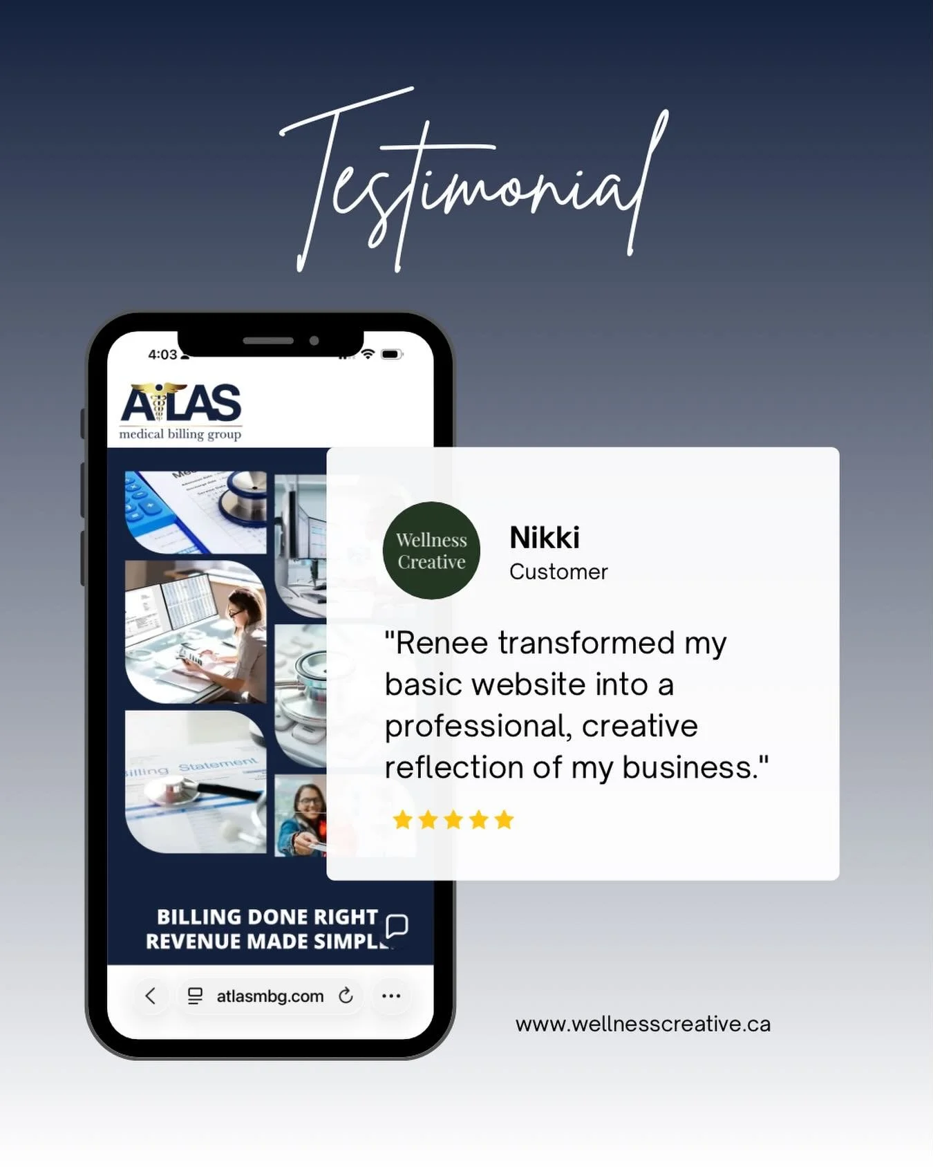 *&rdquo;Renee is so creative and helped transform my business website from a very basic offering into a very professional site. Her enthusiasm and energy are only matched by the passion she has for her clients.&rdquo;*
&mdash; Nikki, Atlas Medical Bi