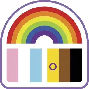 everyone is welcome logo badge. lgbqt+