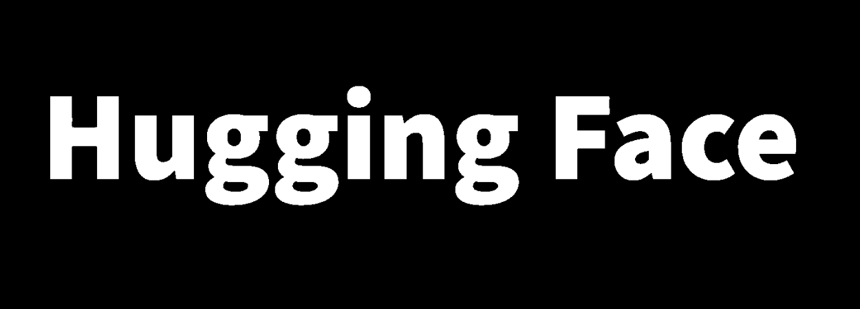 Text that says "Hugging Face" in white on a black background.
