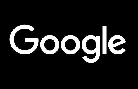 The Google logo with white text on a black background.