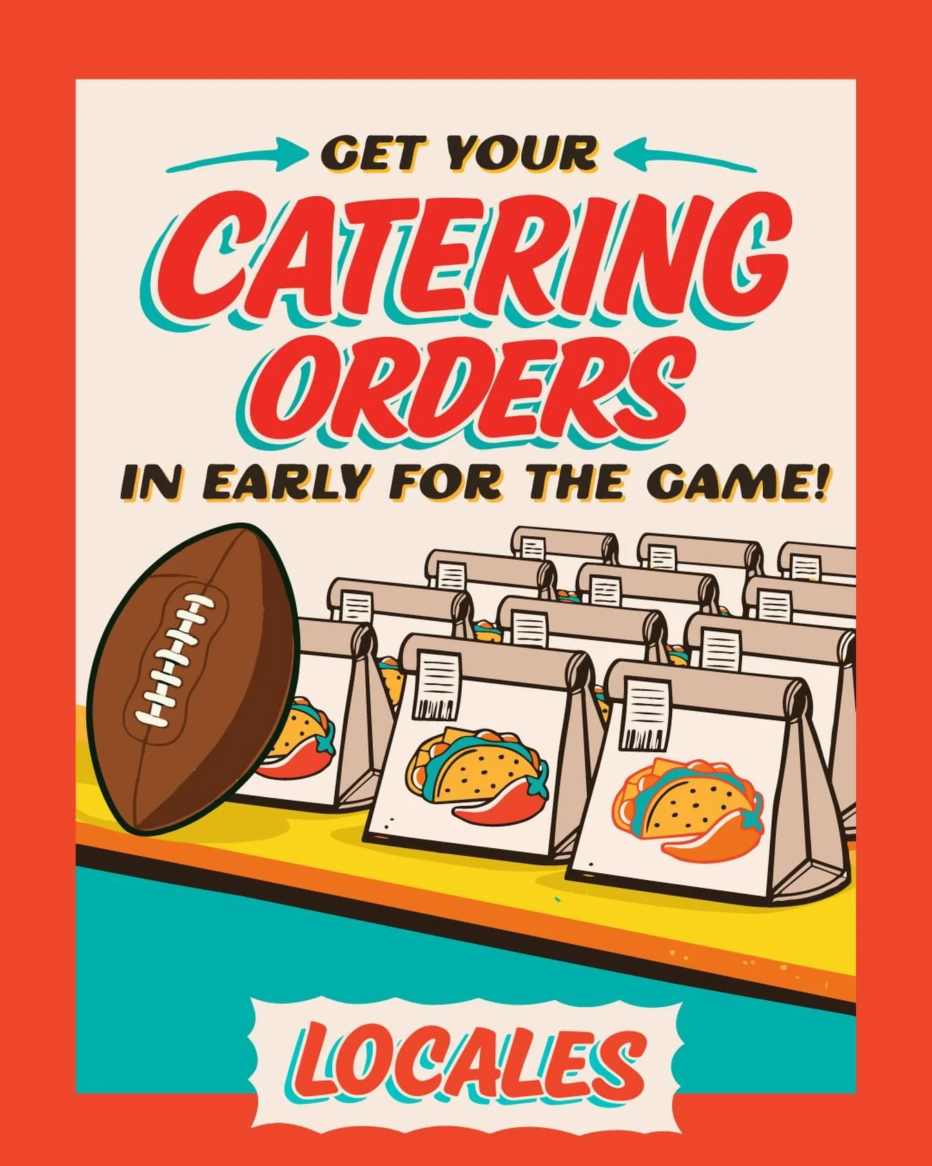 Game day plans? Covered. 🏈🌮
Get your catering orders in early and feed the whole crew.
📞 Call 781-385-7812
📧 Email locales.events@gmail.com