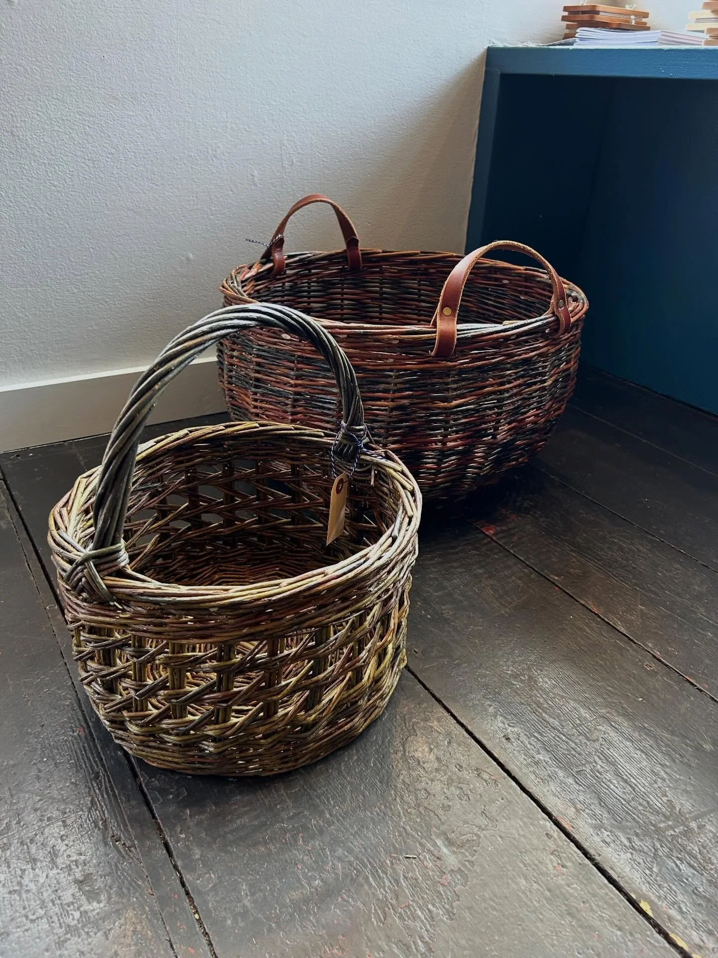 Swooning over the locally woven willow baskets Elspeth Hay @elspethhay dropped off at the shop. In addition to being beautiful, they are sturdy and hard working and will no doubt become a household heirloom. We currently have egg baskets to laundry h