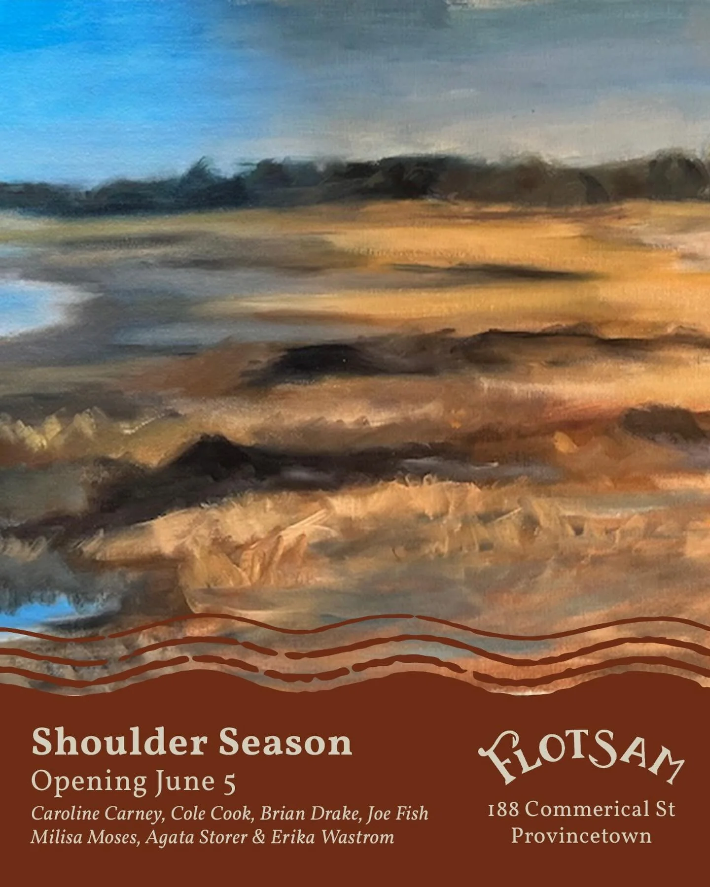 Our feature wall has new work and a little opening this Friday 6/5 from 5-7pm. Come see &ldquo;Shoulder Season&rdquo; a show about the quieter months on Cape Cod, up through 6/23. There are SEVEN local artists sharing their work with us: @c_caincarne