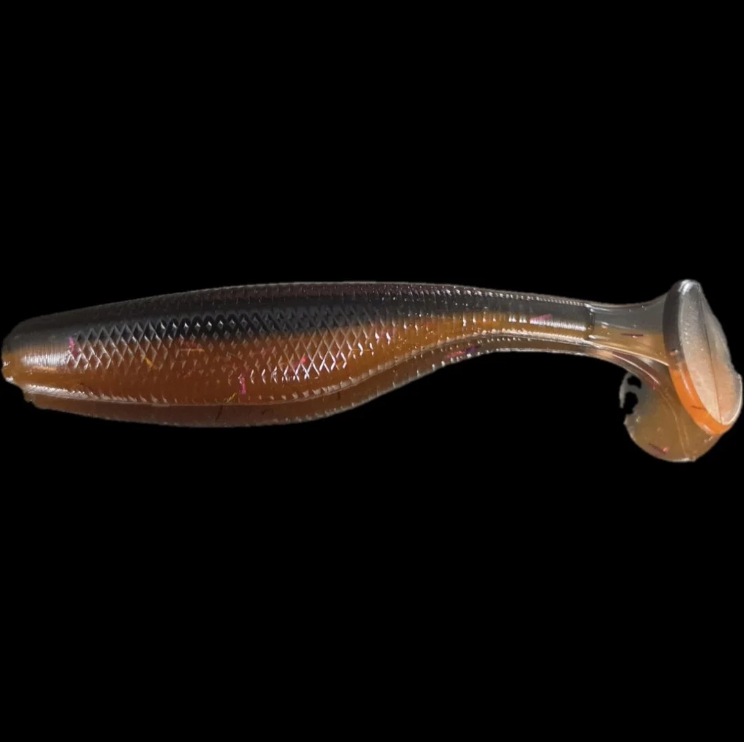 Mandarin Ripper 3.8" soft plastic paddle-tail orange/black limit out lures