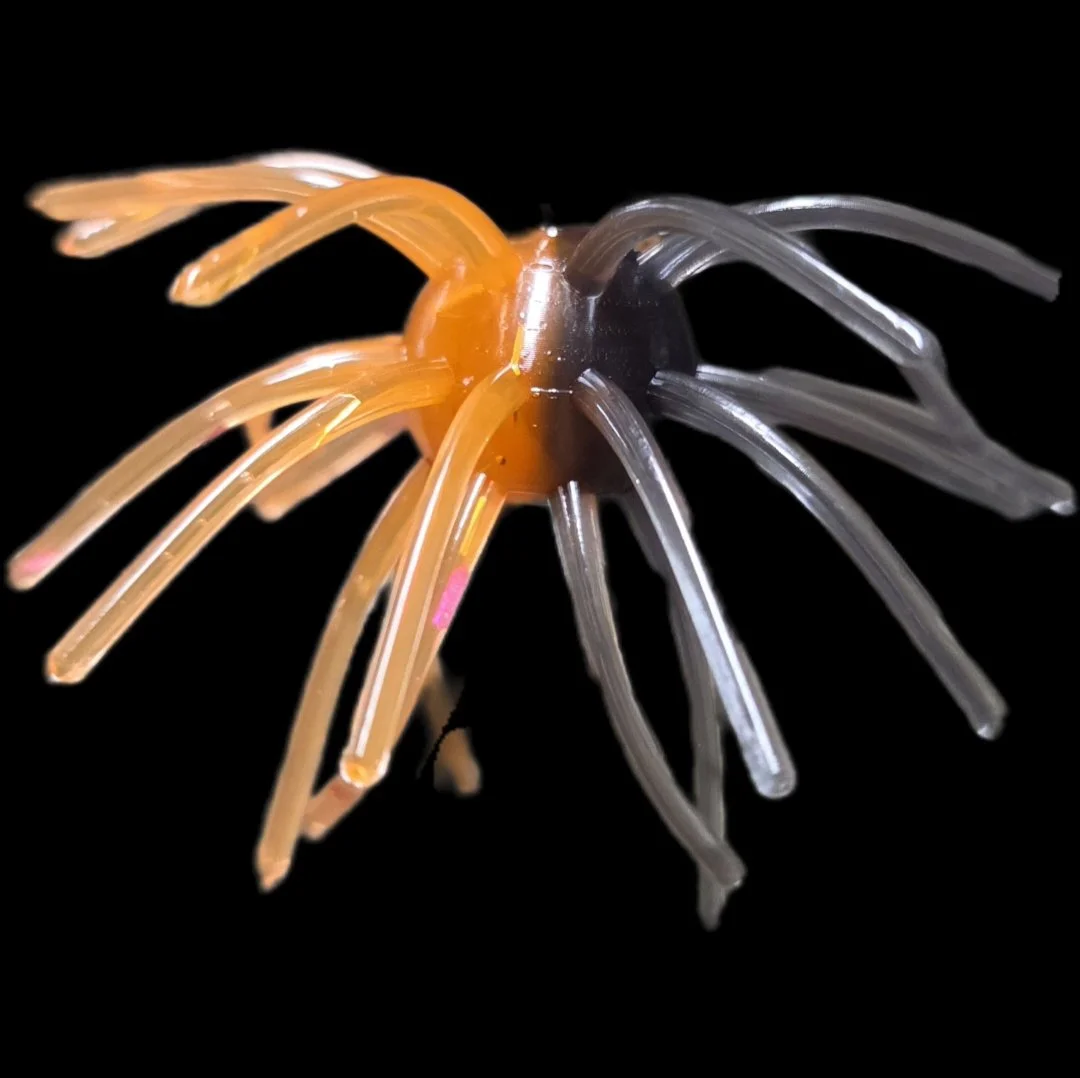 orange/black custom coike ball 2.5 urchin bait limit out lures