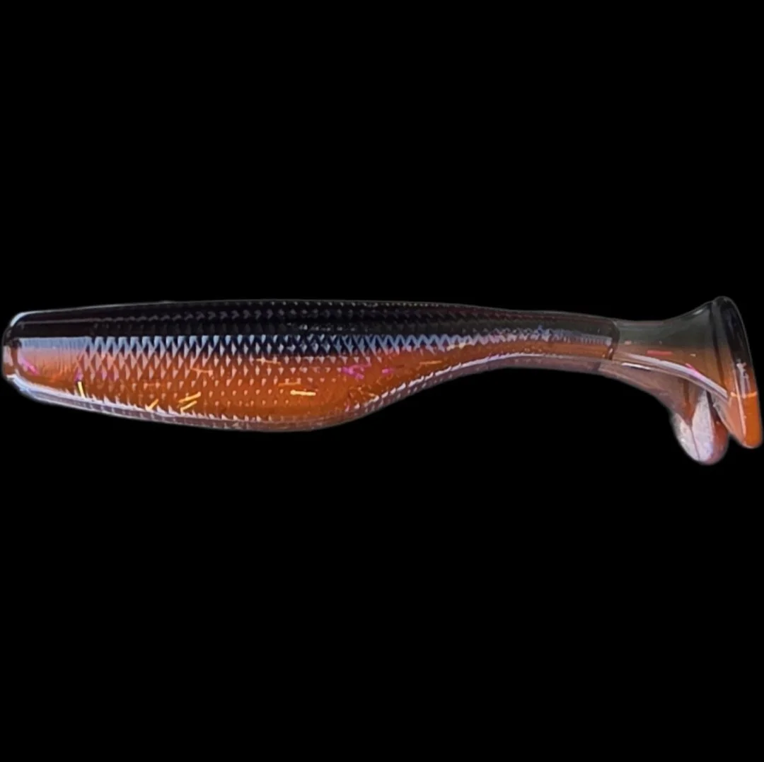 Mandarin Ripper 3.2" soft plastic paddle-tail orange/black limit out lures