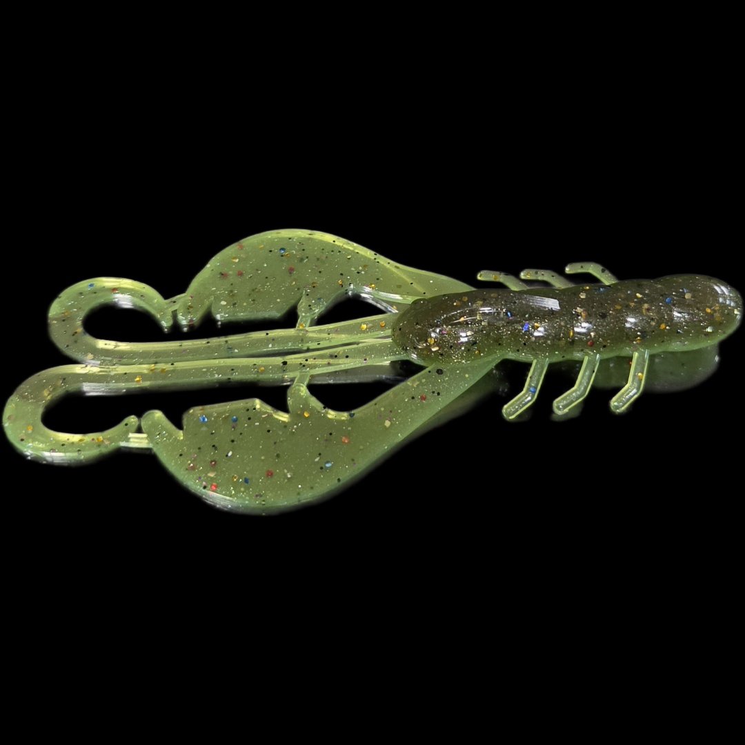 custom_soft_plastic_crawfish_bait_green_with_chartreuse_belly_limit_out_lures