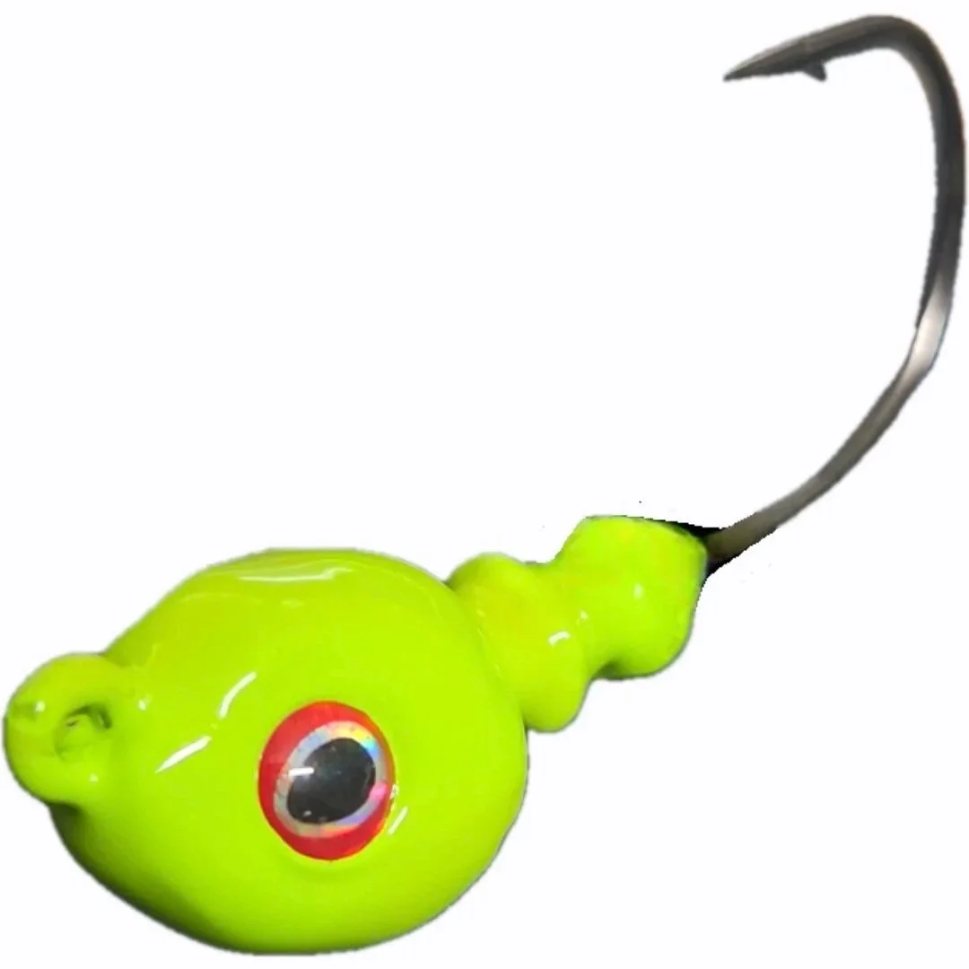 1 oz jighead with VMC hook chartreuse in color limit out lures
