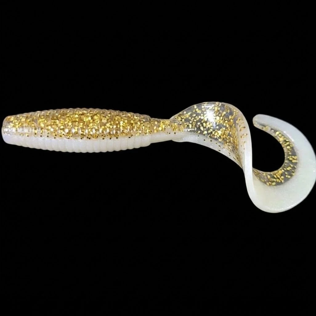 3 inch grub sandbar white with gold flake limit out lures