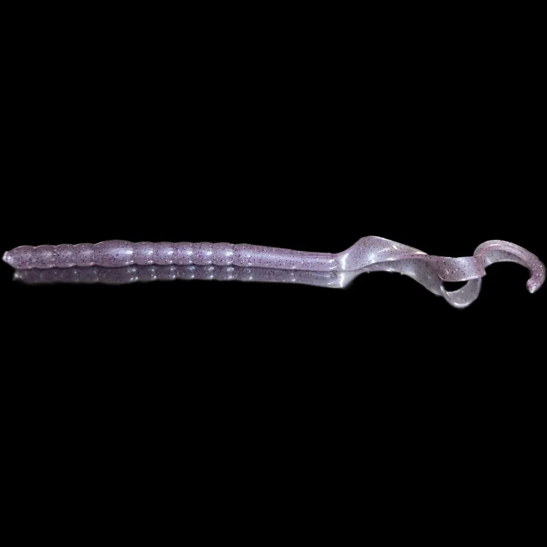 Lavender lust 10 inch ribbed curly tail worm limit out lures