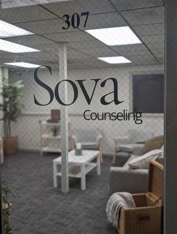 Sova's office as seen from the front window